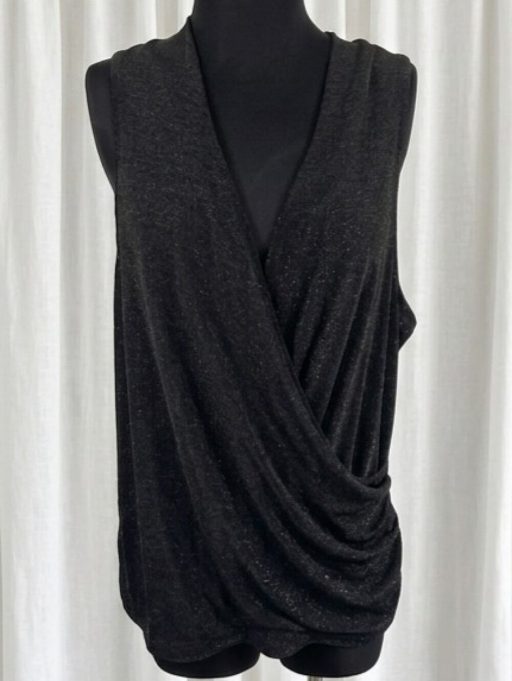 Anthropologie Black Draped Sleeveless Blouse